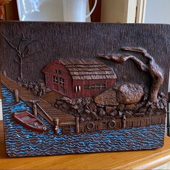 ♥️Seaside Shore 3D Foam Mold Wall Hanging by Crown Creative Ind. 1971 Vintage - Picture 3 of 8